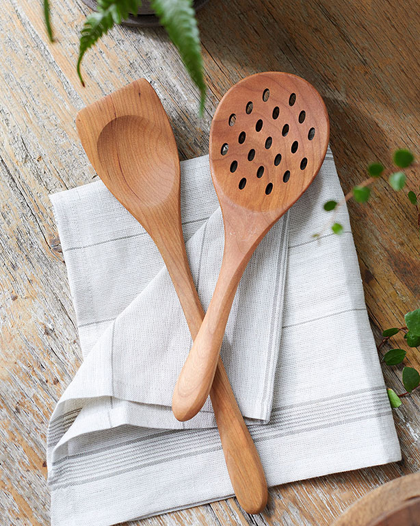 Handmade Wooden Spoon & Spatula Set - 12” Cherry Wood, Hand Car