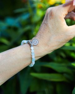 Longwood Gardens Rosette Charm Bracelet Blue Agate